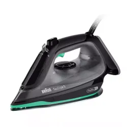 Braun TexStyle 5 - Ferro da stiro a vapore, Manico aperto ergonomico, FreeGlide3D, 2700W, 300ml, Nero/Verde (SI5277GR)