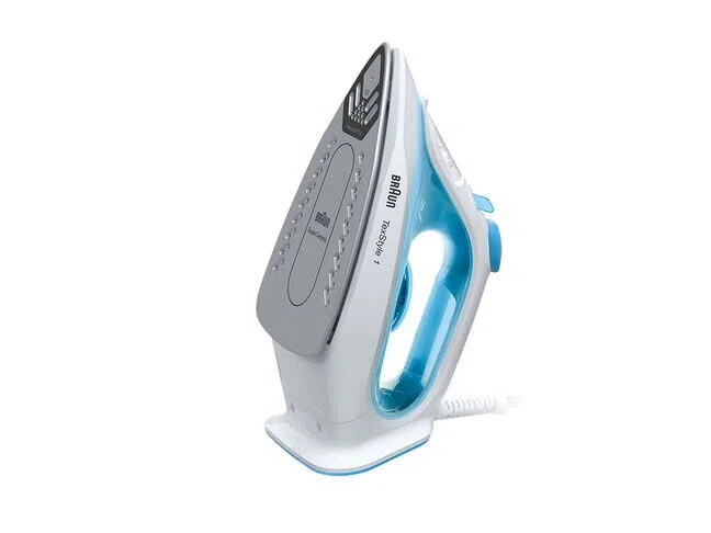 Braun TexStyle 1 Ferro da stiro a secco e a vapore Ceramica 2000 W Blu, Bianco — 2