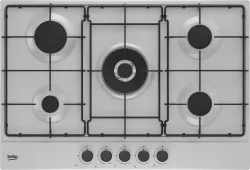 Beko HIAW75223SXE: Piano a Gas con PractiClean, 4 Bruciatori + 1 Wok, 75 cm