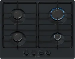 Bosch Serie 4 PGP6B6K80 Piano cottura a gas 60 cm 4 fuochi Acciaio Nero