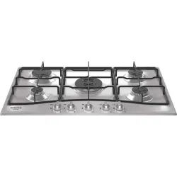 Hotpoint Ariston Piano Cottura 5 Fuochi a Gas 75 cm Inox PCN R753N T/IX/HA