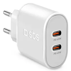 SBS TETR2CPD45W Caricabatterie per dispositivi mobili Universale Bianco AC Ricarica rapida Interno
