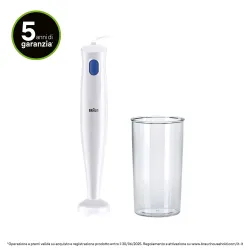 Braun MultiQuick 1 - Minipimer, Frullatore a immersione, 450W, Bianco (MQ10.001PWH)