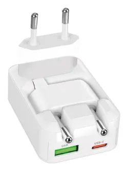 SBS TETRGANUSBTCFOLD45W Caricabatterie per dispositivi mobili Cuffie, Auricolare, Computer portatile, Smartphone, Tablet Bianco AC Ricarica rapida Interno