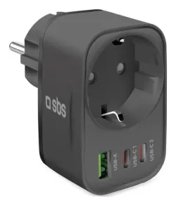 SBS TETRPLUG1USB2CPD30 Caricabatterie per dispositivi mobili Universale Nero AC Interno