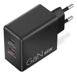 Lenovo Dual USB-C 65W GaN Charger, alimentatore compatto da muro con doppia Type-C, cavo USB-C 1,5 m incluso - ideale per laptop, cellulare e tablet: un solo caricabatterie per più dispositivi