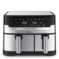 Moulinex Dual Easy Fry & Grill, Capacità 8,3 L, Doppio Cestello, Friggitrice ad Aria e Griglia, 8 Programmi Preimpostati, Componenti Lavabili In Lavastoviglie, Infinite Ricette, App Dedicata, EZ905D