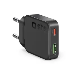 SBS TETRGANUSBTC30SLIM Caricabatterie per dispositivi mobili Orologio intelligente, Smartphone, Auricolare, Tablet Nero AC Ricarica rapida Interno