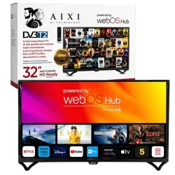 Tv Smart 32" AIXI Televisore LED HD Ready WiFi BT Dvbt-2 WebOS Hub HDMI USB