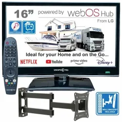 Unispectra 16" Smart TV LED 12/24V Per Camper Caravan Truck Staffa 1080p