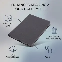 1 Lettore Ebook Schermo Inchiostro 6 Pollici Alta Risoluzione per Lettura On-the-Go Grigio Scuro