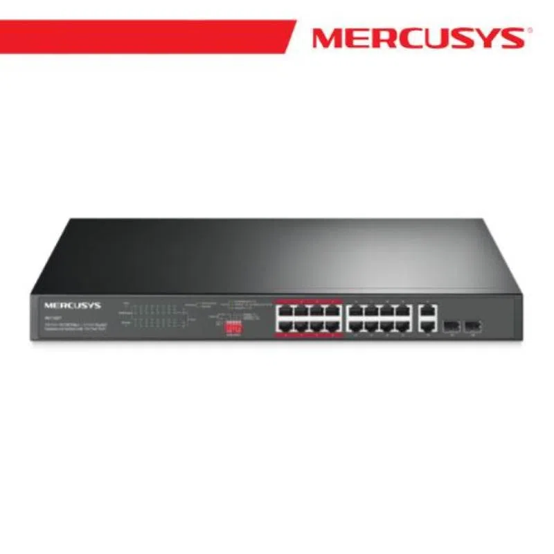 Switch 18p di cui 16p 10/100mbps 2p gigabit rack. mercusys ms118cp con 16p poe+ - - alim.poe 190w