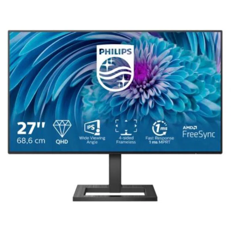 Philips 275e2fae monitor 27`` led ips qhd, 2560*1440, amd freesync, 1ms, 75hz, frameless, 2 hdmi, display port, speakers integrati, vesa, nero — 2