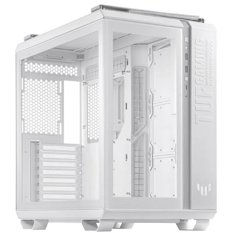 Asus tuf gaming gt502 chassis per pc gaming mid atx con doppia camera raffreddamento indipendente e pannelli laterali senza attrezzi bianco — 2