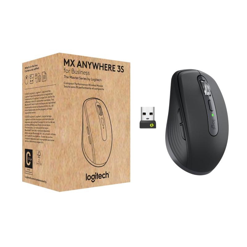 Logitech mx anywhere 3s for business mouse mano destra rf senza fili bluetooth laser 8000 dpi graphite