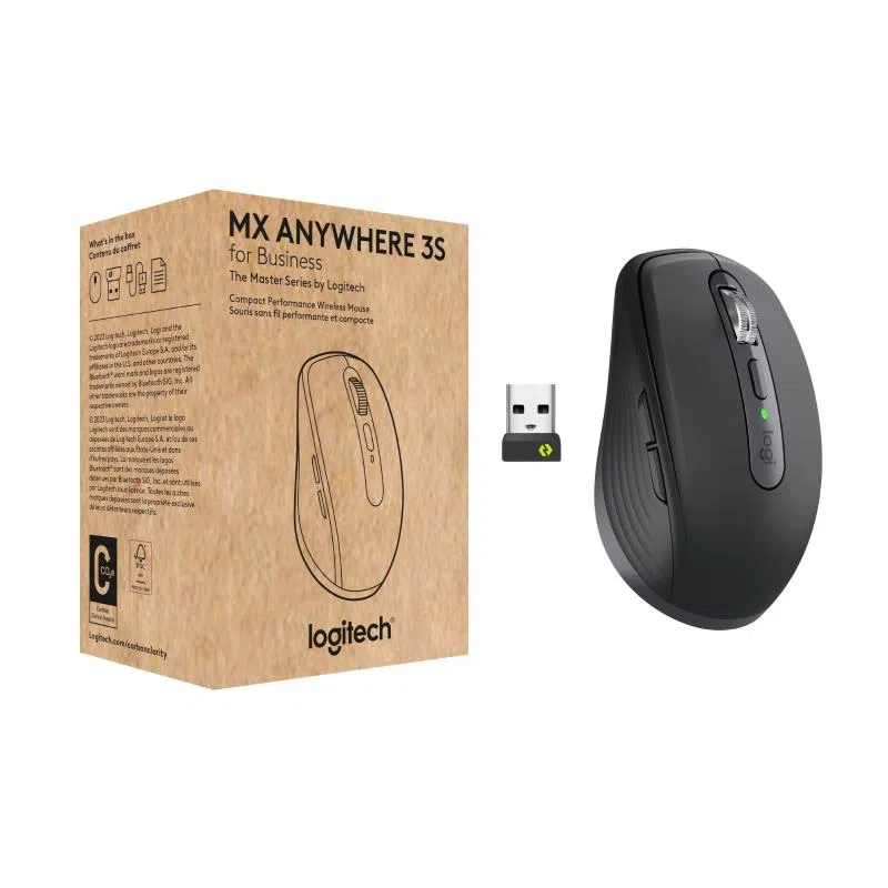 Logitech mx anywhere 3s for business mouse mano destra rf senza fili bluetooth laser 8000 dpi graphite