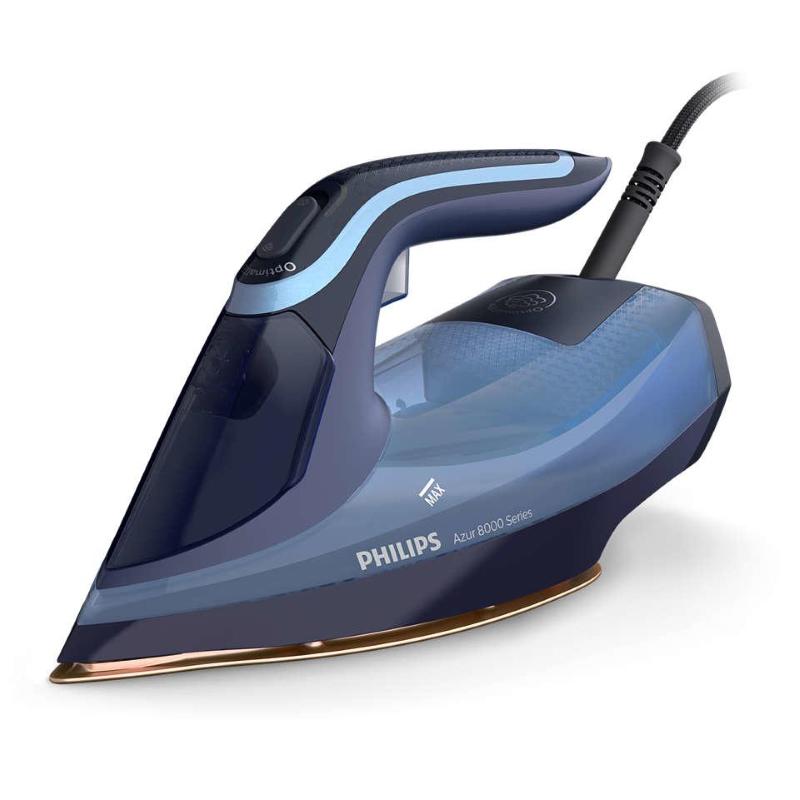 Philips dst8020/20 azur sere 8000 ferro da stiro a vapore 3.000 w colpo vapore 240gr capacitaì 300 ml piastra steamglide elite blu