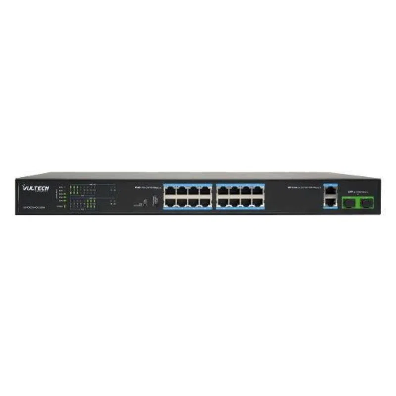 Vultech vs-poe2164ge-200w switch non gestito poe+ 16 porte 10/100 fe + 2 porte + 2 porte uplink 10/100/1000 ge + 2 porte uplink