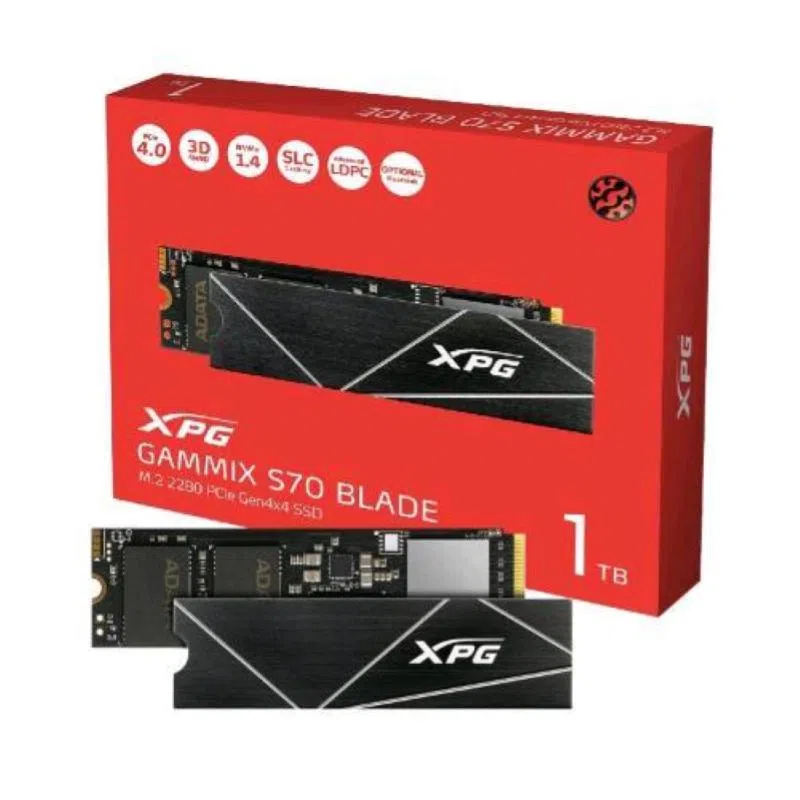 Adata xpg gammix s70 blade ssd 1.000gb m.2 2280 nvme pcie 4x4 3d nand ldpc 256 bit — 2