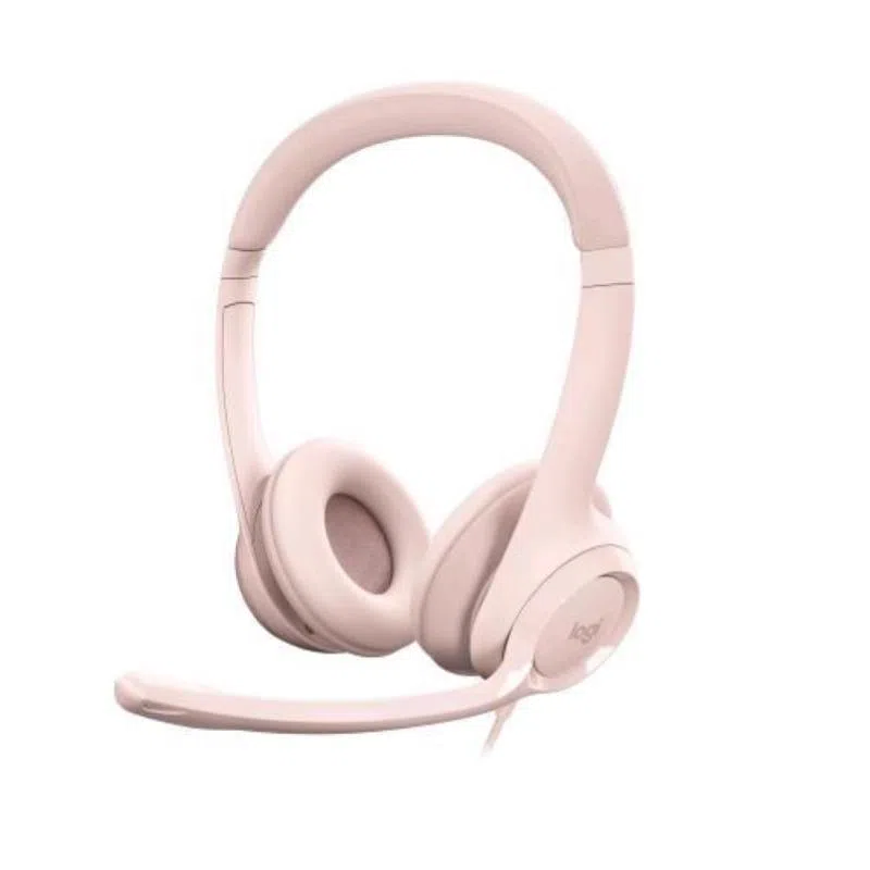 Logitech h390 cuffia con cavo e microfono per pc/portatile auricolari stereo microfono con cancellazione del rumore usb-a rosa