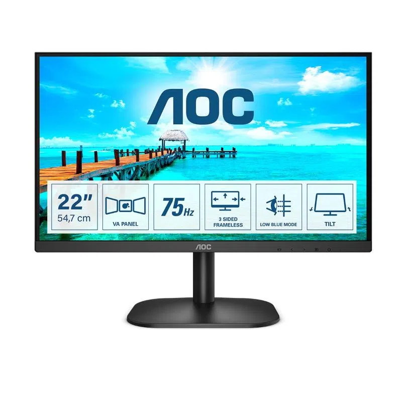 Aoc monitor 21.5`` led va 22b2h 1920x1080 full hd tempo di risposta 4 ms — 2