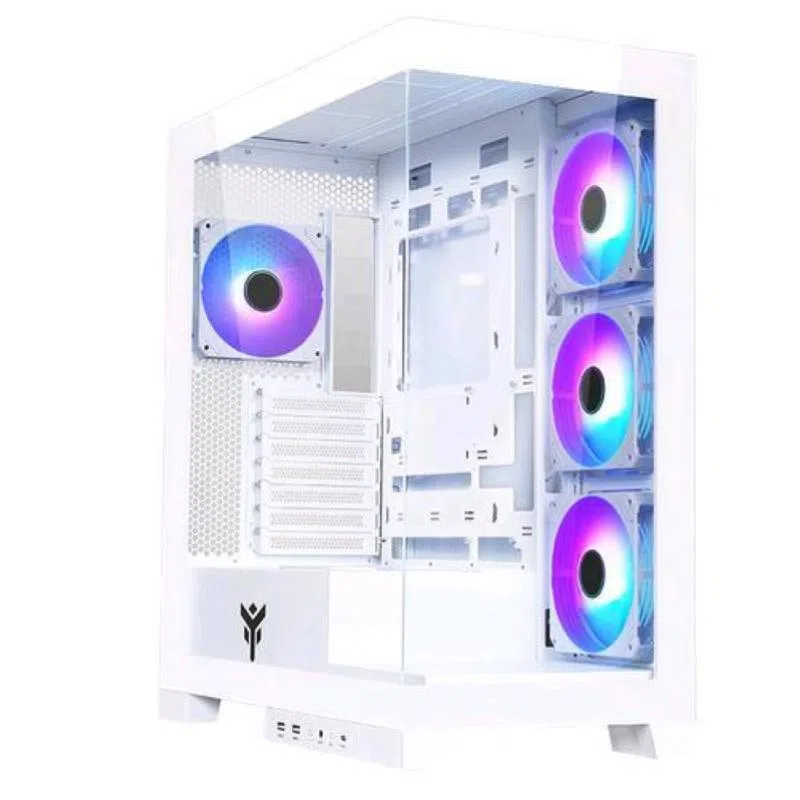 Itek showbui 45w case gaming atx tower 3+1 ventole installate 120mm illuminazione led rgb pannello in vetro temperato white — 2