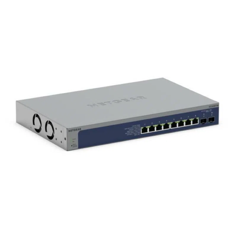 Netgear xs508tm-100eus switch gestito 8 x 10/25 gigabit ethernet + 2 x 10 gb ethernet sfp+ (uplink) desktop montabile su rack