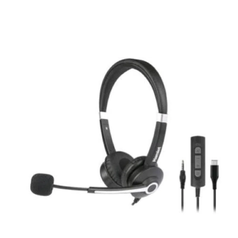 Hamlet hheadm-cjs cuffia professionale biaurale con microfono usb-c jack 3.5 mm telecomando black silver