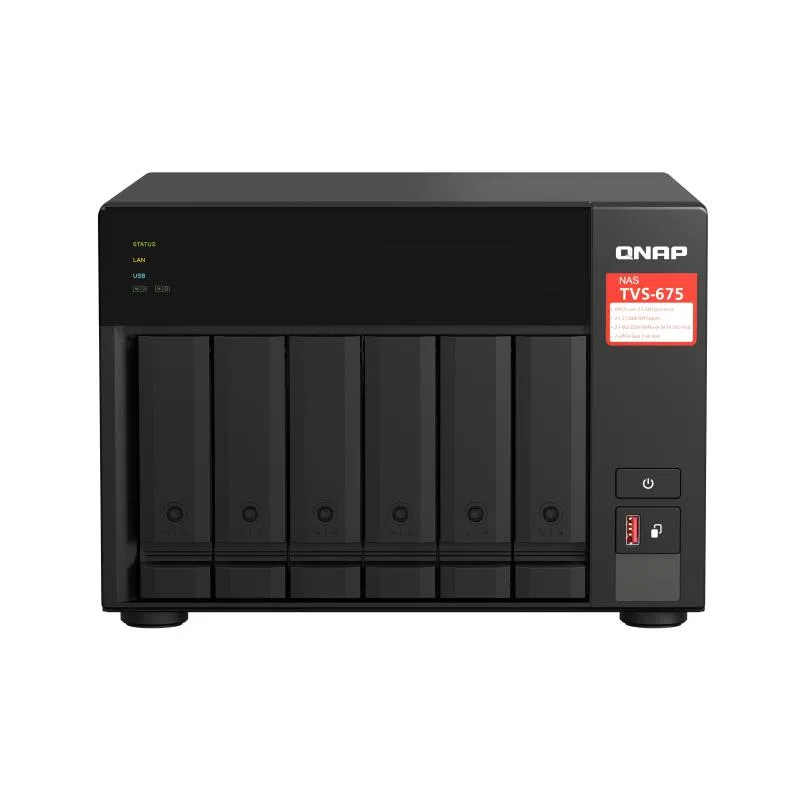 Qnap tvs-675 nas tower zhaoxin kaixian kx-6000 kx-u6580 8 gb ddr4 0 tb quts hero nero