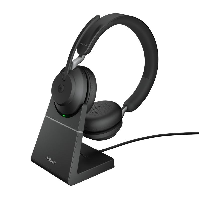 Jabra evolve2 65 ms cuffie con microfono bluetooth 5.0 ricevitore usb tipo a e base di ricarica black