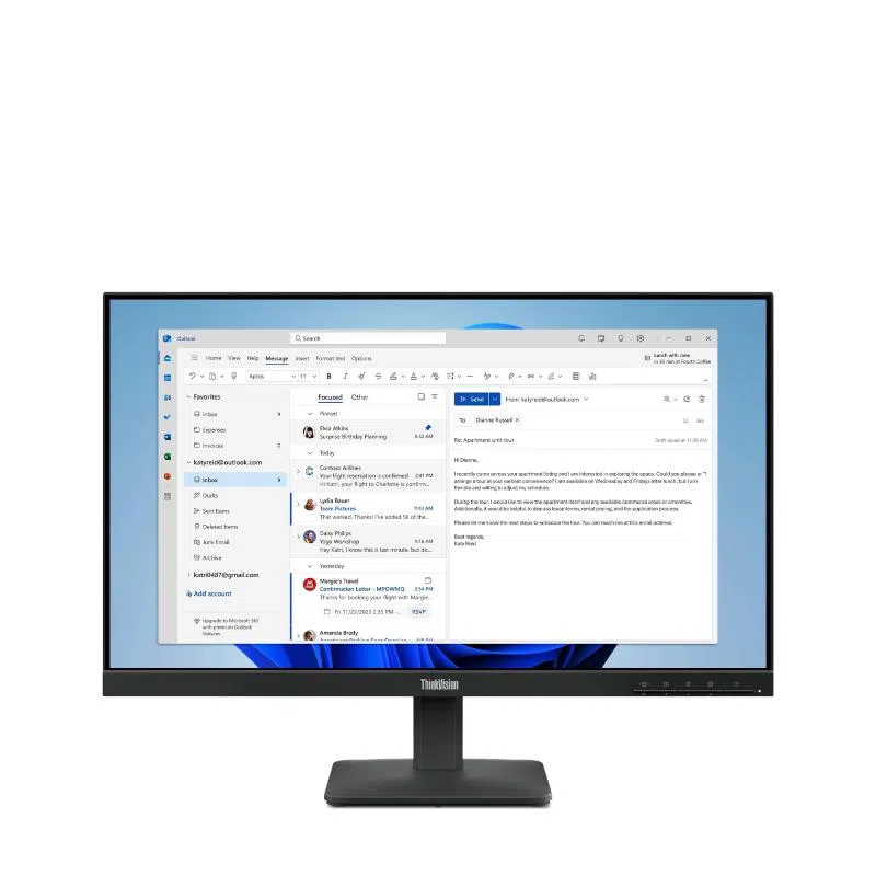 Monitor lenovo thinkvision s24-4e 64b5kat1eu 23.8fhd ips ag 16:9 blk 4ms 250cd/m2 3y vesa tilt hdmi vga — 2