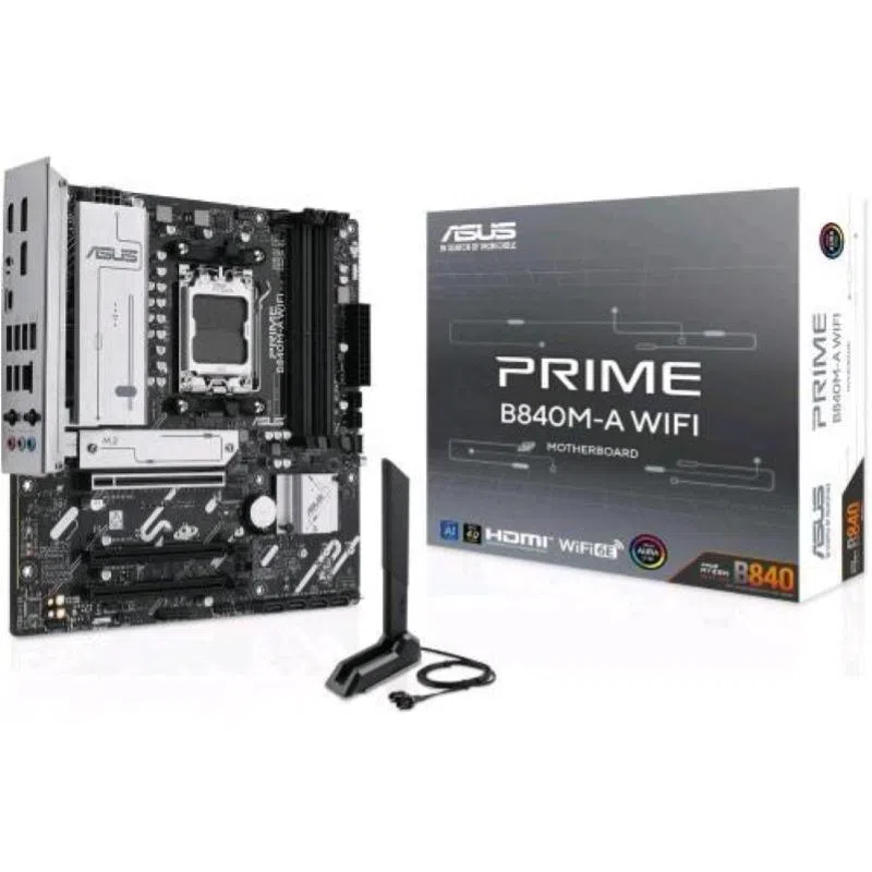 Asus prime b840m-a wifi scheda madre amd matx slot ddr5 pcie 4.0 ready 3 slot m.2 wifi 6e ethernet realtek 25 gb displayport hdmi usb-c da 5 gbps fronte e retro bios flashback e aura sync — 2
