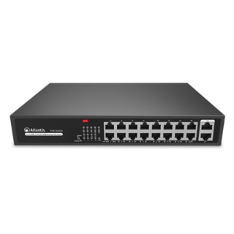 Atlantis land netpower g18poe16 non gestito fast ethernet 10-100 supporto power over ethernet nero