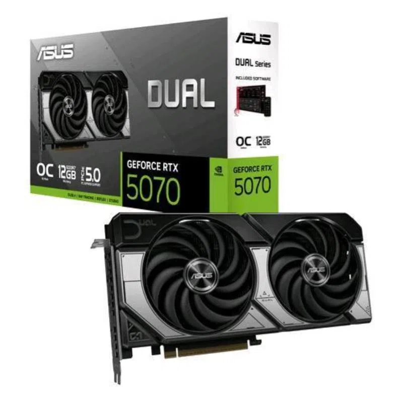 Asus dual-rtx5070-o12g nvidia geforce rtx 5070 12 gb gddr7 dual fan pci express 5.0 - 1 x hdmi 3 x displayport