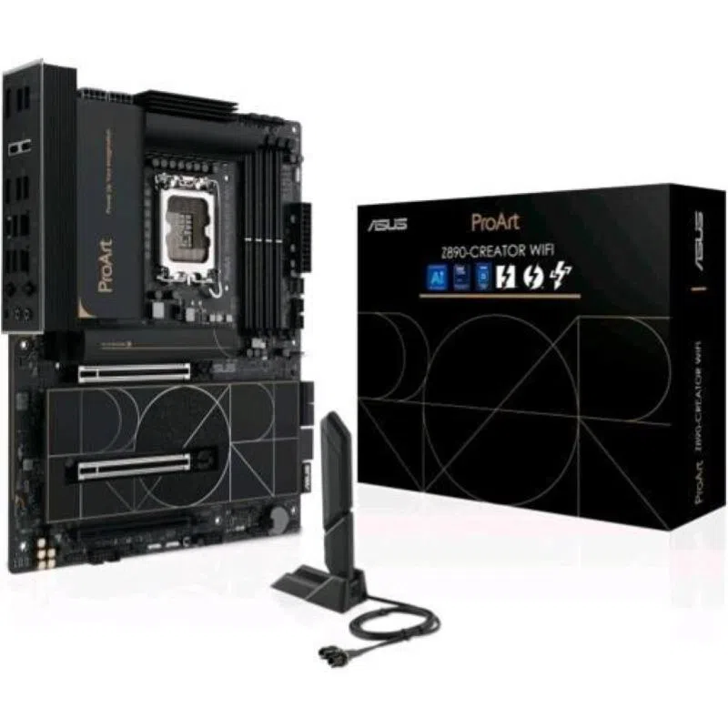 Asus proart z890-creator wifi scheda madre intel atx 16212 fasi di alimentazione slot ddr5 pcie 5.0 per gpu di nuova generazione 5 slot m.2 due porte thunderbolt 5 type-c wifi 7 nera — 2
