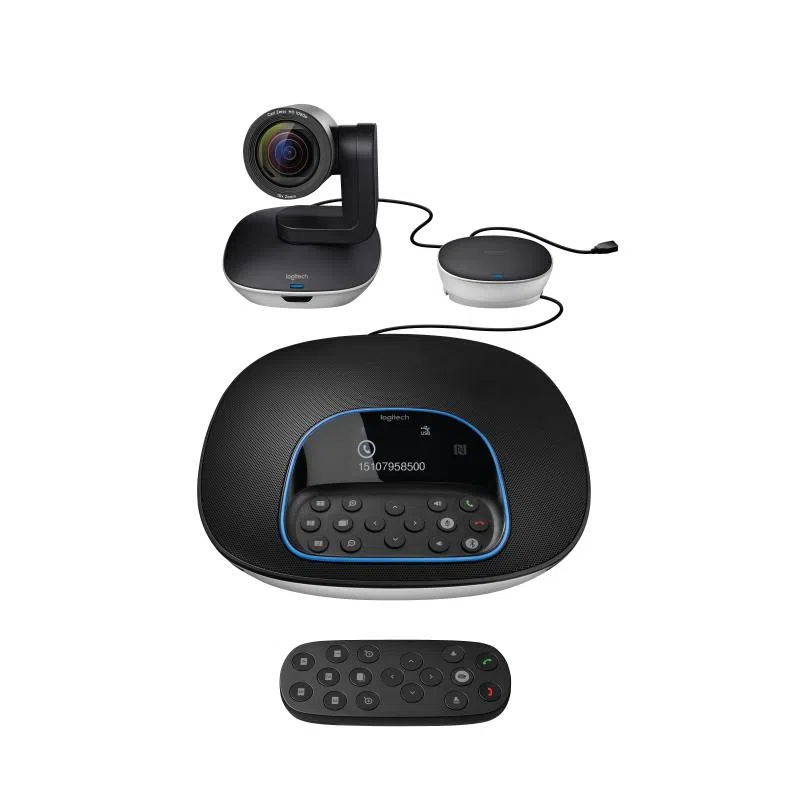Logitech conference group kit per videoconferenza web cam 30fps zoom 10x + telefono vivavoce + telecomando colore nero — 2