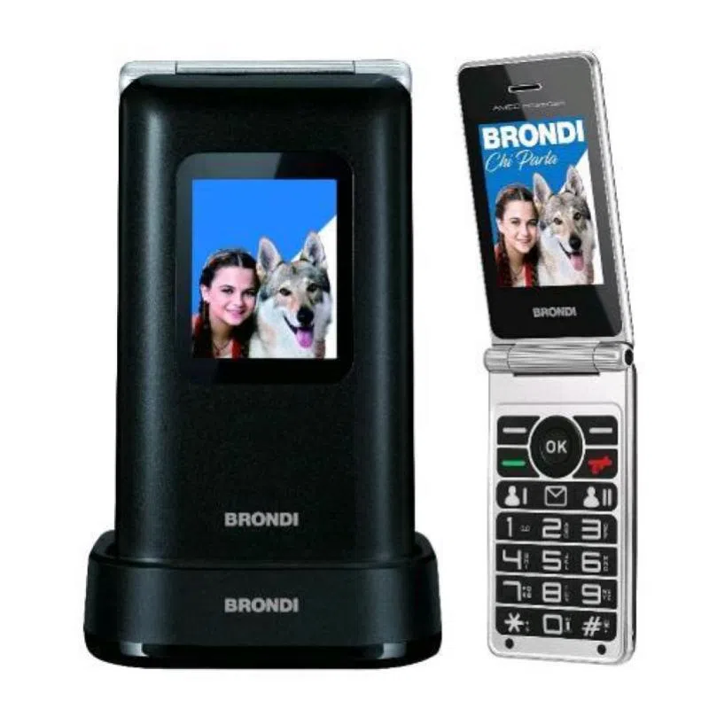 Brondi amico prezioso cellulare dual sim per anziani colore black metal — 2