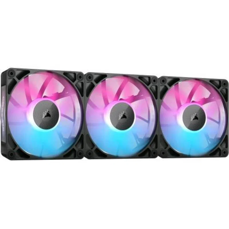 Corsair icue link rx120 rgb 120 mm ventole pwm con hub di sistema icue link cuscinetto a cupola magnetica confezione 3 pz. nero