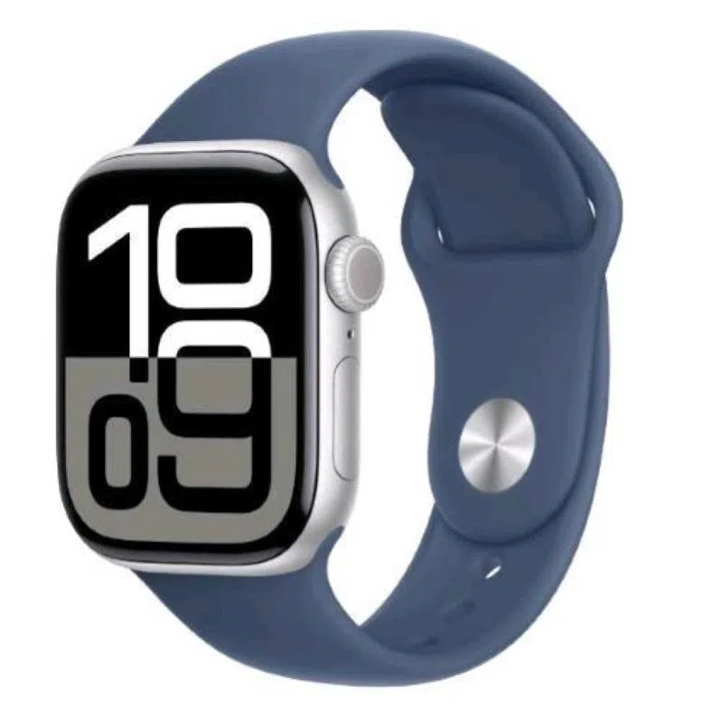 Apple watch series 10 gps 42mm cassa in alluminio argento cinturino sport denim - s/m
