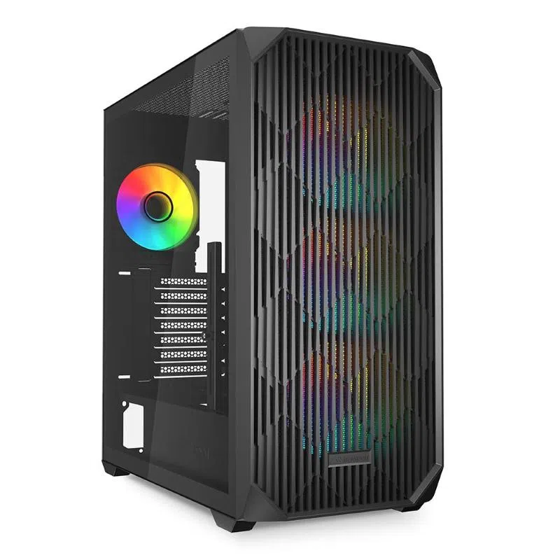 Sharkoon ak3 rgb midi tower atx u3 pannello laterale in vetro temperato 1 x usb-c 4 x argb fan 120mm nero