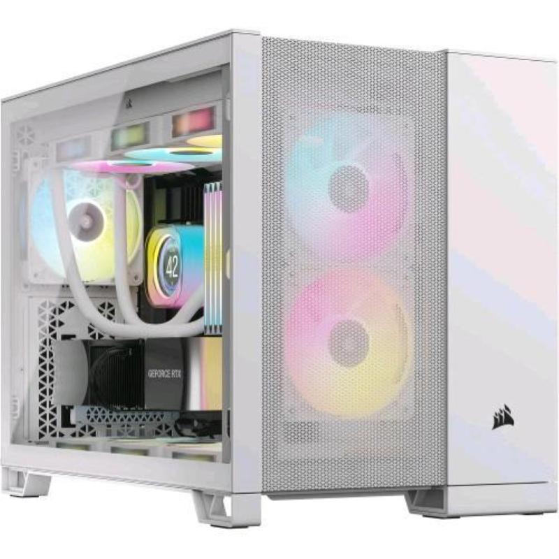 Corsair 2500d airflow case midi tower micro-atx pannello laterale in vetro temperato minitx/matx bianco