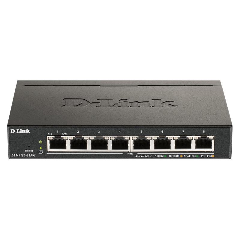 D-link dgs-1100-08pv2 smart switch gestito poe 8 porte gigabit poe a 64w supporto vlan — 2