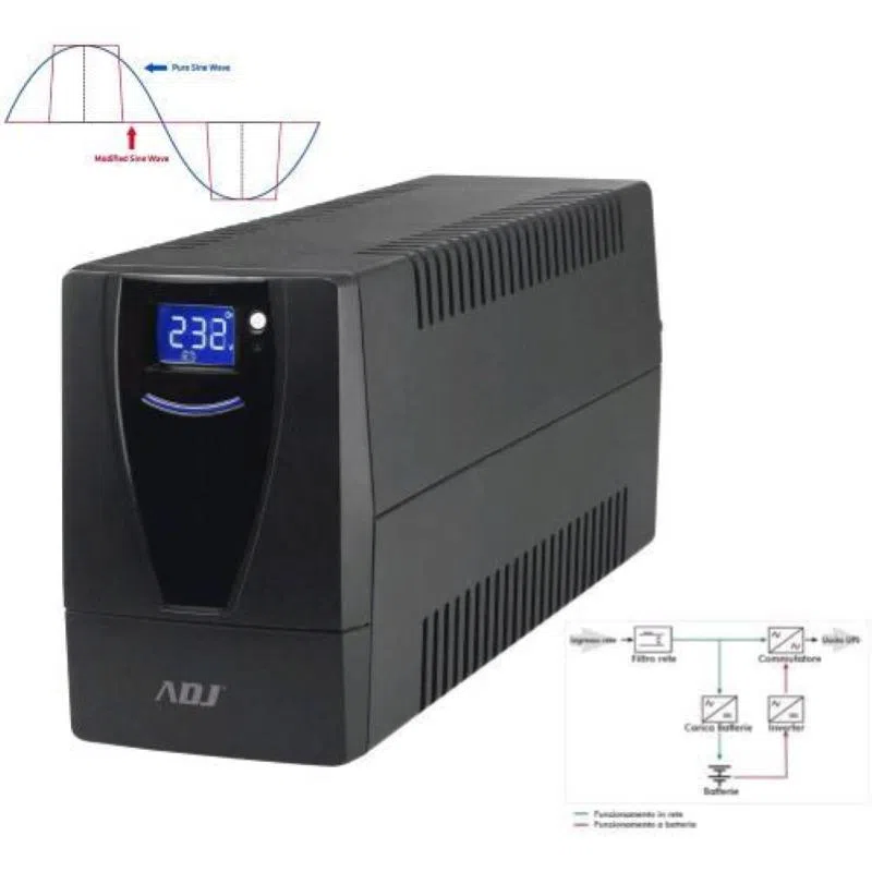 Adj 650-02102 ups 2,1 kva desktop line interactive 6 x iec + rj11/45 dsiaply lcd csb nero