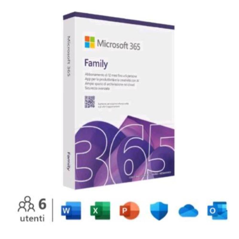 Microsoft m365 family italian eurozone subscr medialess fy25h2 1 anno