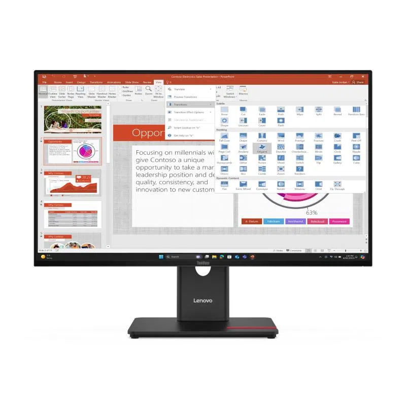 Monitor lenovo thinkvision t27-40 64a5mat6eu 27fhd ips ag 16:9 blk 4ms 300cd/m2 3y mm tilt swivel pivot lift vesa 5usb hdmi dp — 2