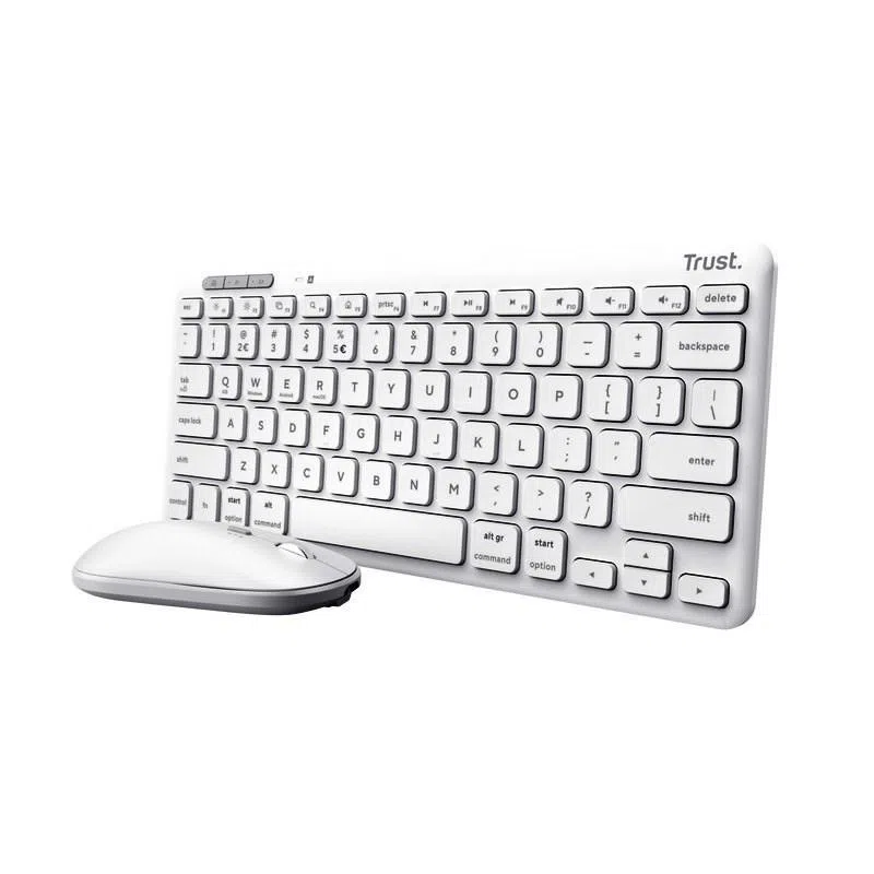 Trust lyra kit tastiera e mouse rf + bluetooth ottico 1.200 dpi usb-a layout italia white