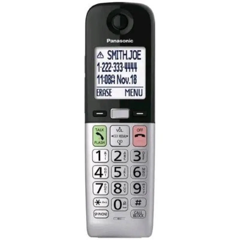 Panasonic kx-tgu430exb cordless dect senior tasti grandi volume amplificato accesso rapido a 3 contatti argento/nero