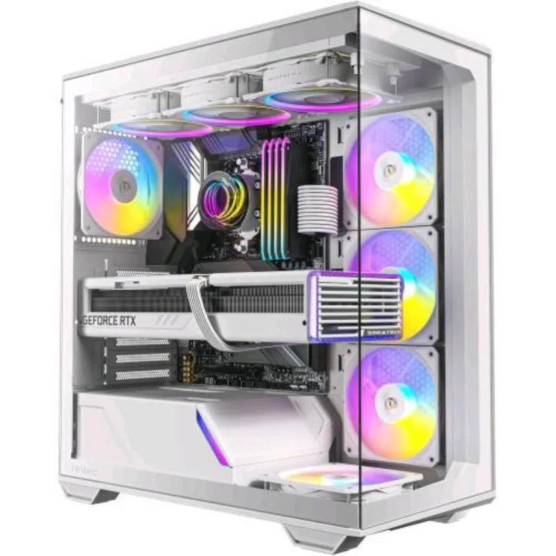 Antec c3 white argb case midi tower atx/matx/itx 3 ventole argb pwm da 120mm e 1 da 120mm incluse pannelli frontali e laterali in vetro temperato senza cuciture bianco