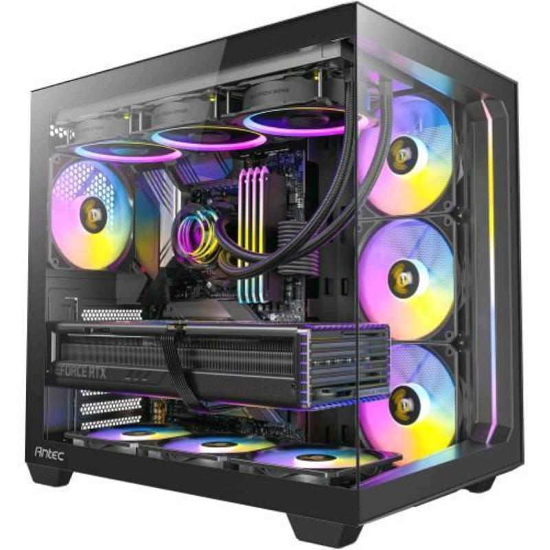 Antec c5 black argb case midi tower atx/matx/itx 7 ventole argb pwm da 120mm incluse pannelli frontali e laterali in vetro temperato senza cuciture nero
