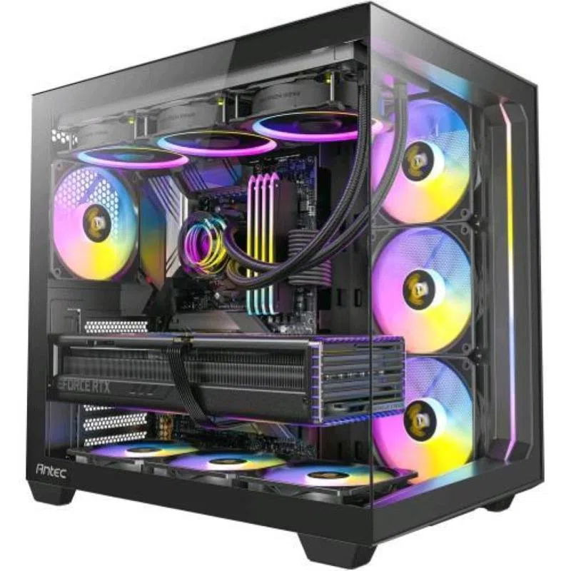 Antec c5 black argb case midi tower atx/matx/itx 7 ventole argb pwm da 120mm incluse pannelli frontali e laterali in vetro temperato senza cuciture nero